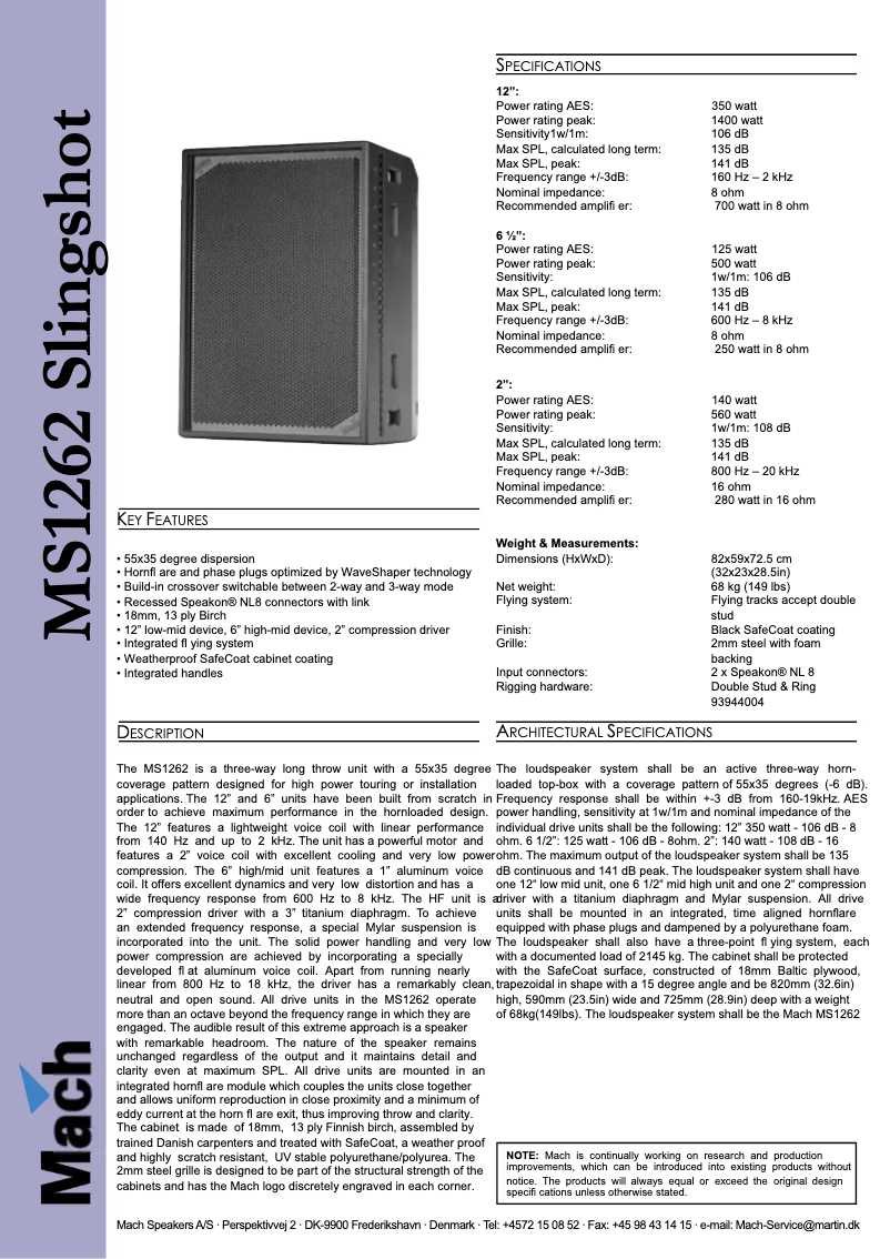 Image de la première page du manuel de l'appareil MACH SlingShot