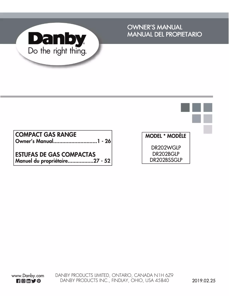 Page 1 de la notice Manuel utilisateur Danby DR202WGLP