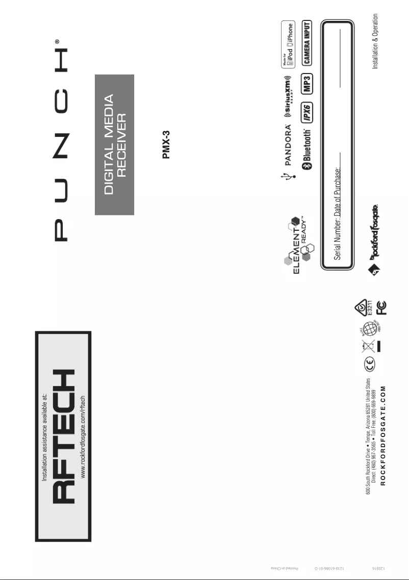 Page n°1 - Manuel utilisateur Rockford Fosgate Punch PMX-2