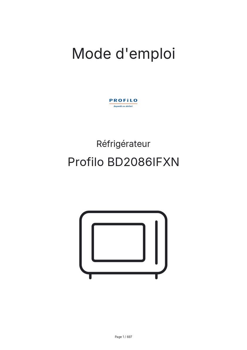 Image de la première page du manuel de l'appareil BD2086IFXN