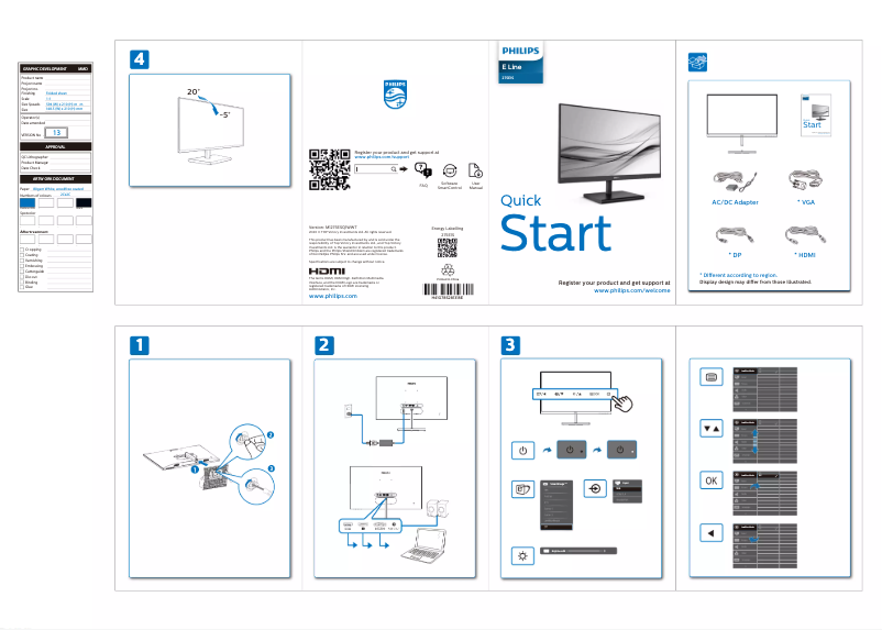 Page n°1 - Guide de démarrage rapide Philips 275E1S