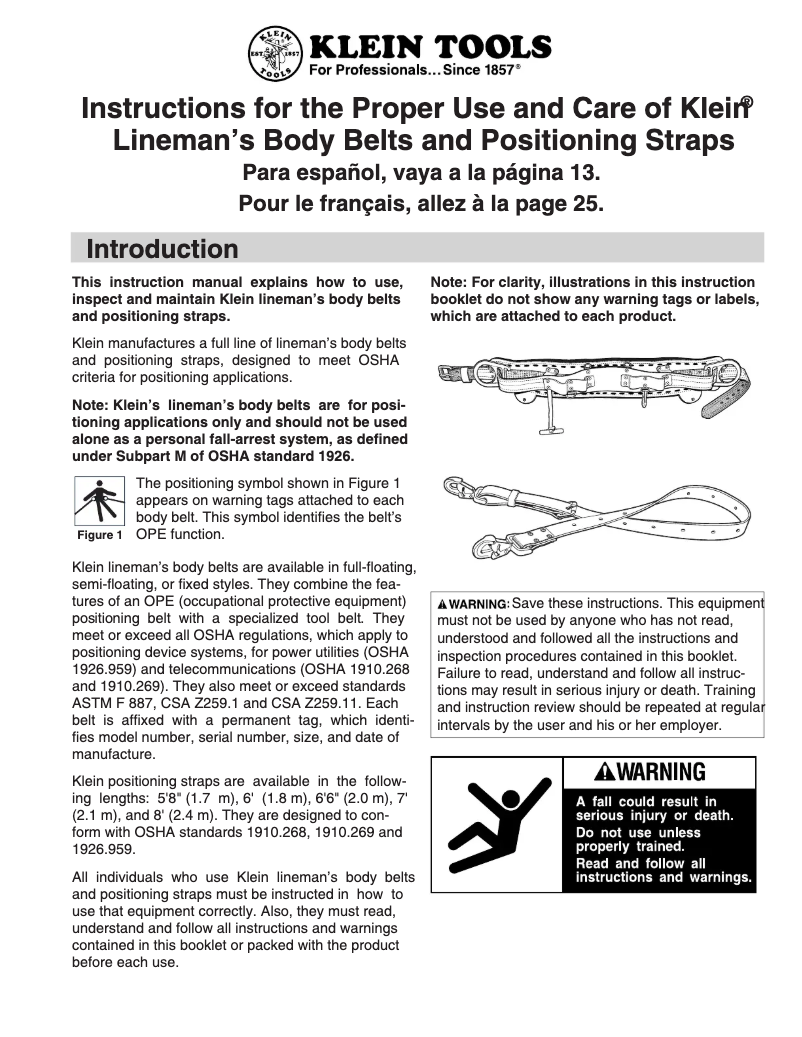 Page 1 de la notice Manuel utilisateur Klein Tools LH5266-22-M