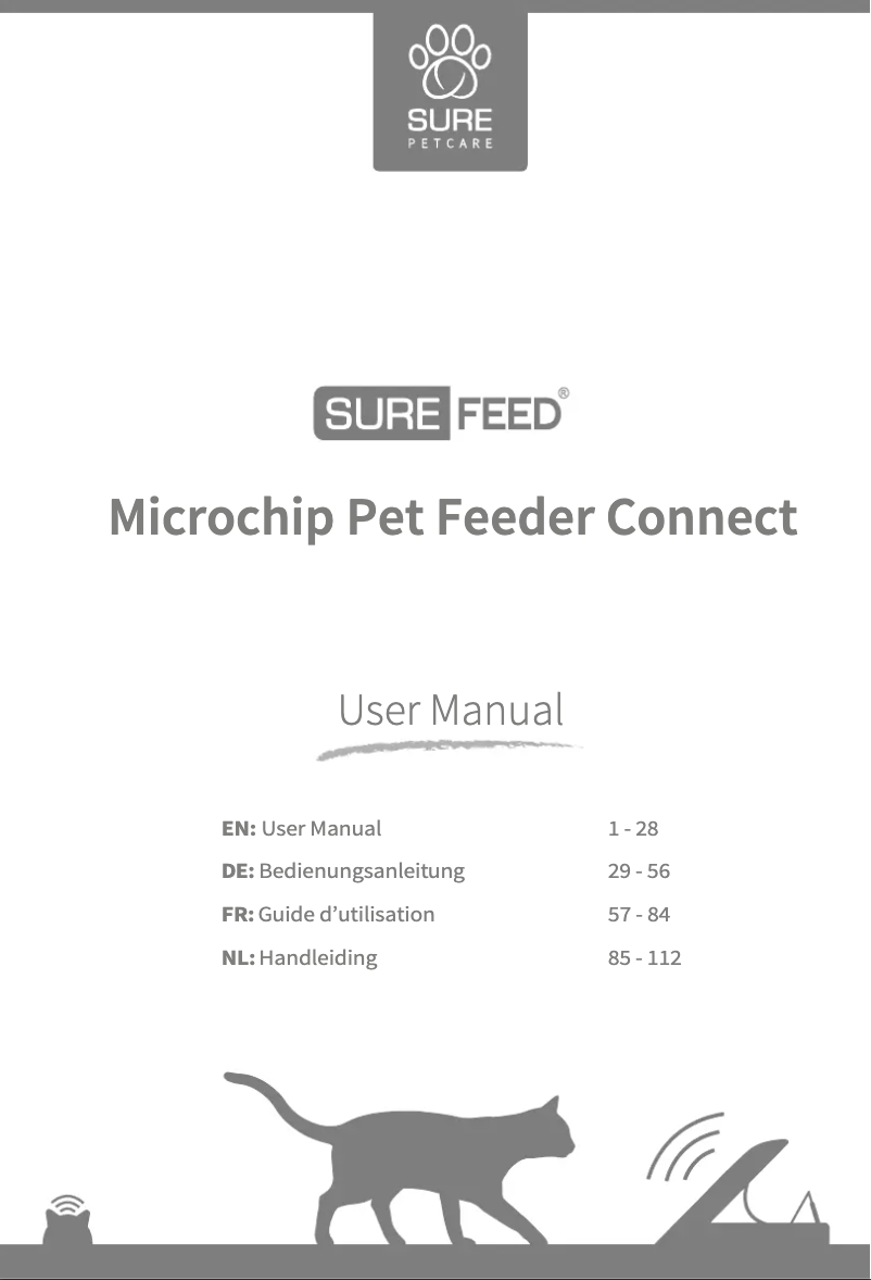 Page 1 de la notice Manuel utilisateur Sure Petcare SureFeed Connect Microchip PetFeeder