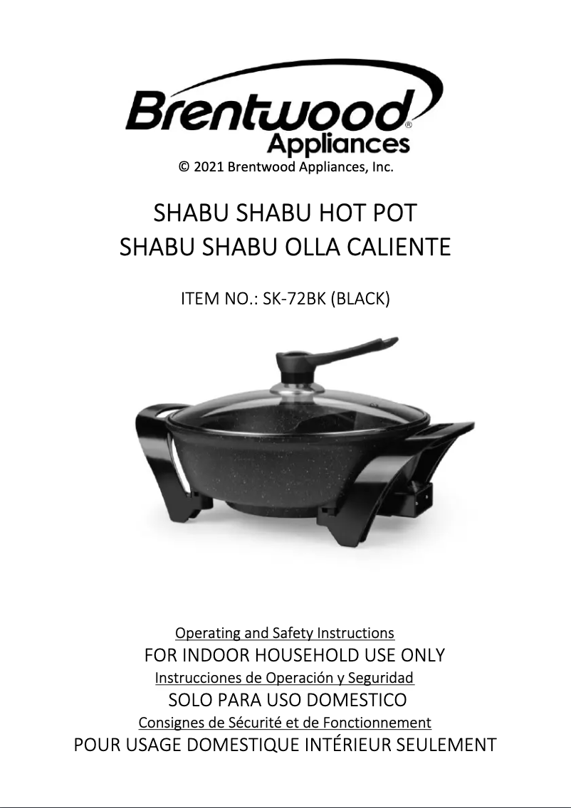 Page 1 de la notice Manuel utilisateur Brentwood SK-72BK