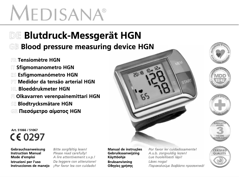 Imagen de la primera página del manual del dispositivo HGN