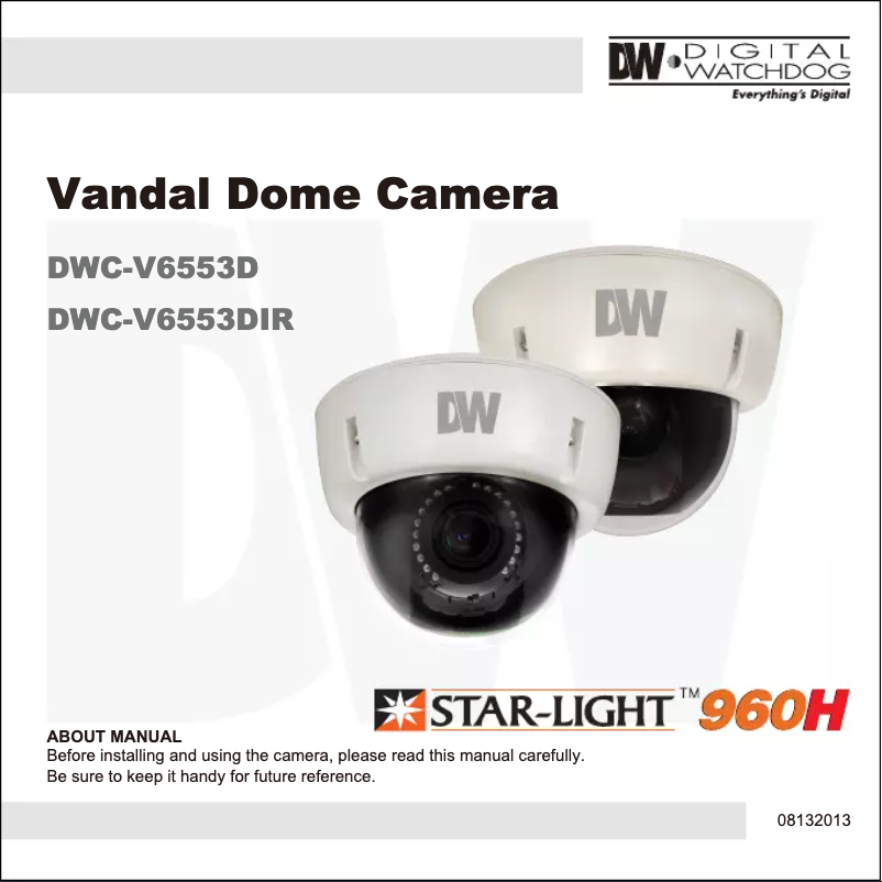 Page 1 de la notice Manuel utilisateur Digital Watchdog Star-Light 960H DWC-V6553D