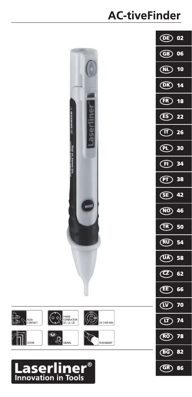 Image de la première page du manuel de l'appareil AC-tiveFinder