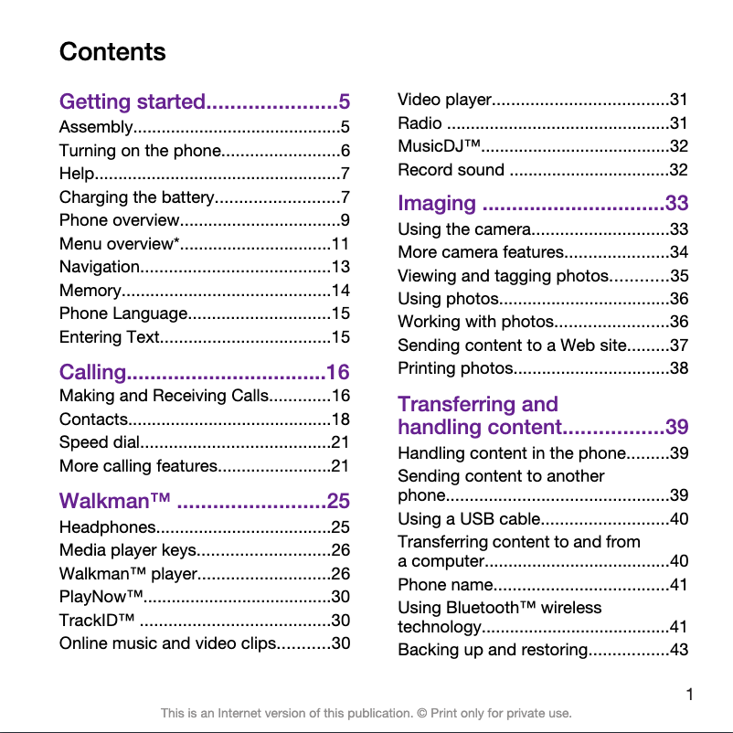 Page 1 de la notice Manuel utilisateur Sony W995