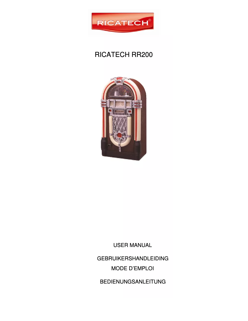 Image de la première page du manuel de l'appareil RR200