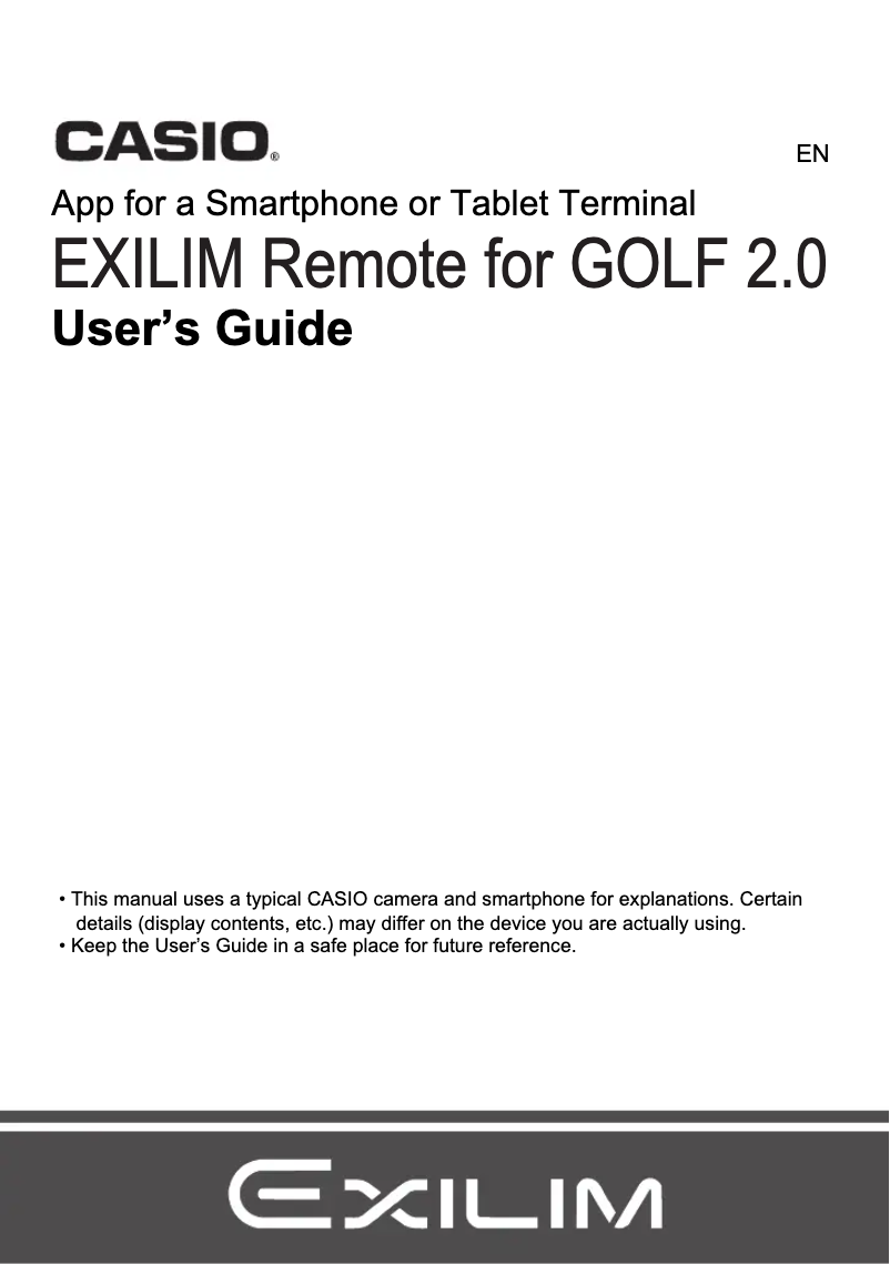 Page n°1 - Manuel utilisateur Casio Exilim Remote