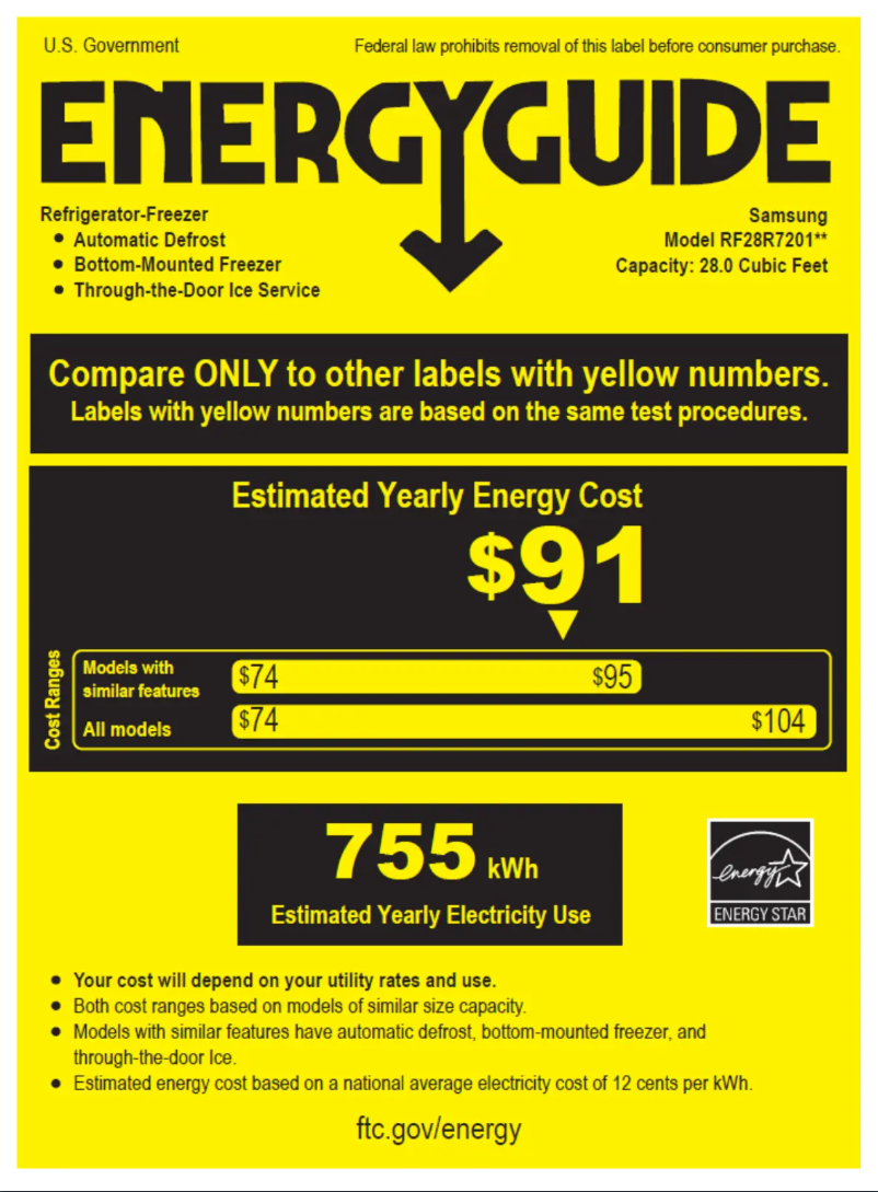 Page n°1 - Label énergétique Samsung RF28R7201SG