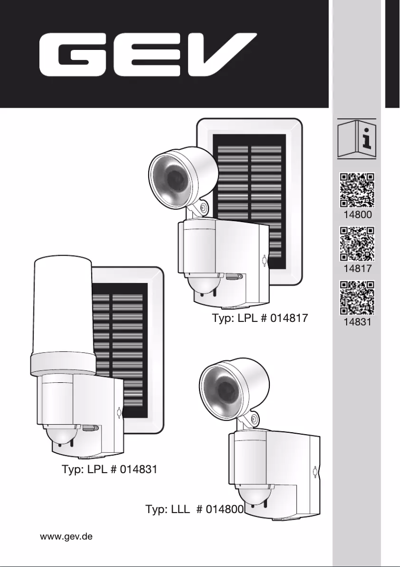 Page n°1 - Manuel utilisateur GEV LPL 14831