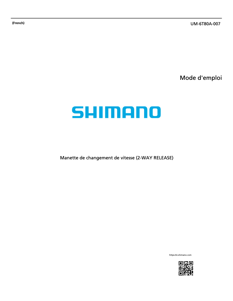 Page n°1 - Manuel utilisateur Shimano SL-T610-L