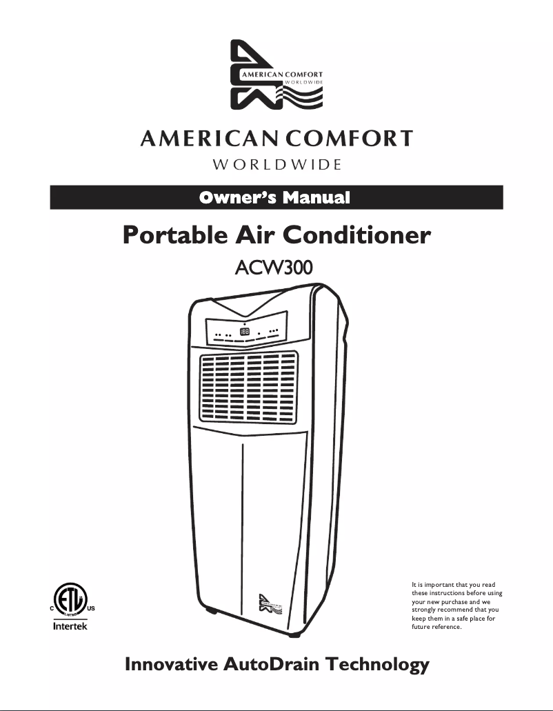 Page n°1 - Manuel utilisateur American Comfort ACW300C