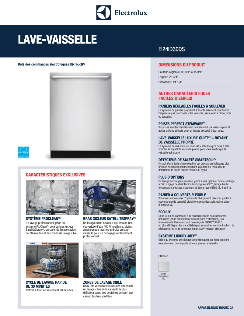 Page n°1 - Fiche technique Electrolux EI24ID30QS