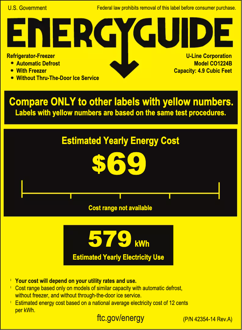 Page n°1 - Label énergétique U-Line U-CO1224FS-00B