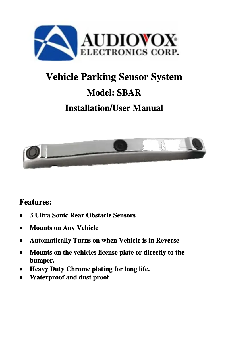 Página 1 del manual Manual de usuario VOXX SBAR