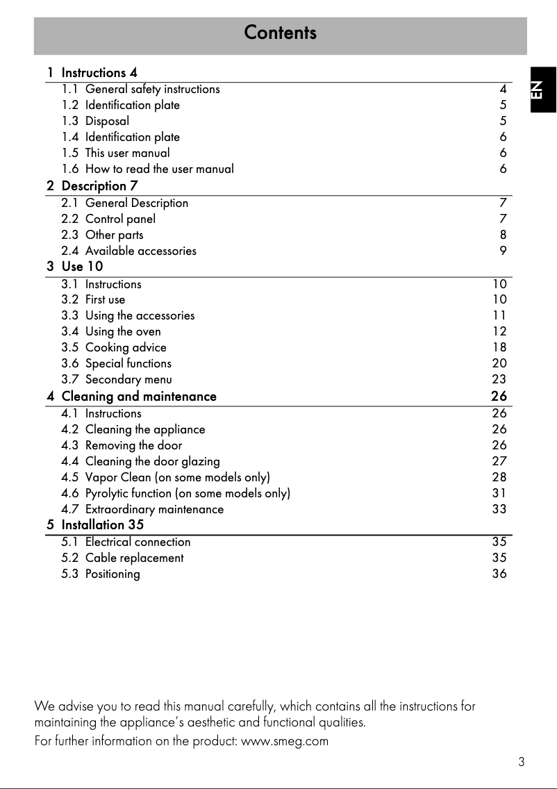 Página 1 del manual Manual de usuario Smeg SFA6309X