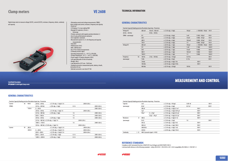 Page n°1 - Fiche technique Vemer VE 2608