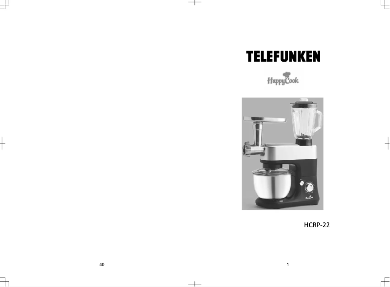 Page n°1 - Manuel utilisateur Telefunken HappyCook HCRP-22