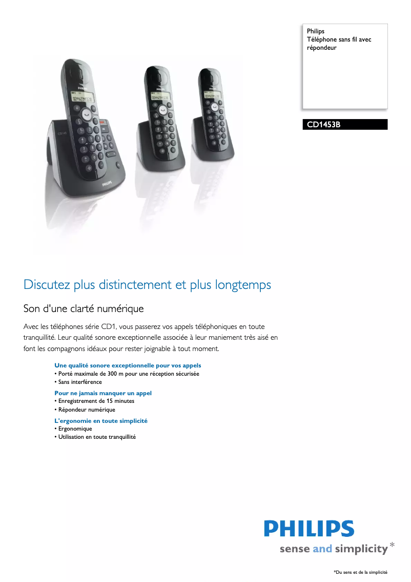 Página 1 del manual Ficha técnica Philips CD1453B