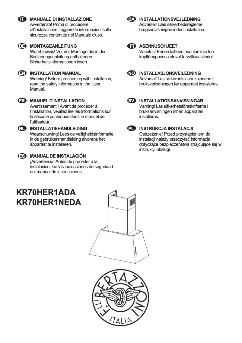 Page 1 de la notice Guide d'installation Bertazzoni KR110HER1NEDC