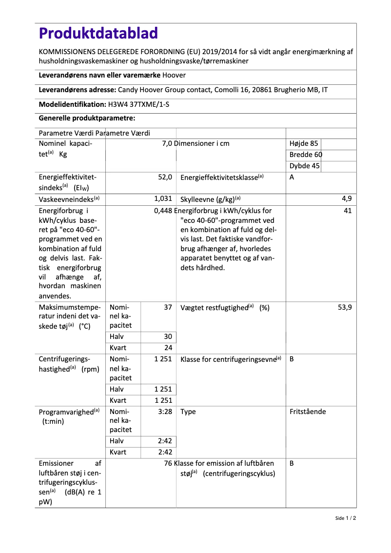 Página 1 del manual Folleto Hoover H-WASH 300 PLUS