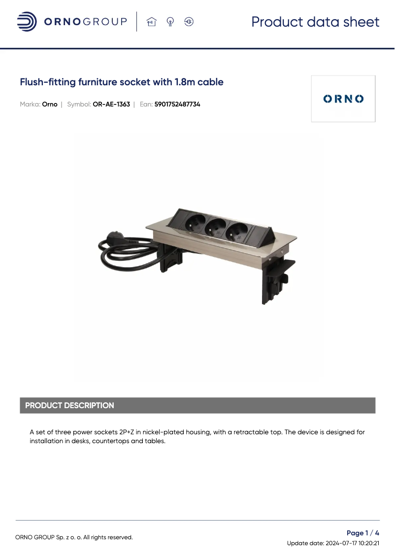 Image de la première page du manuel de l'appareil OR-AE-1363