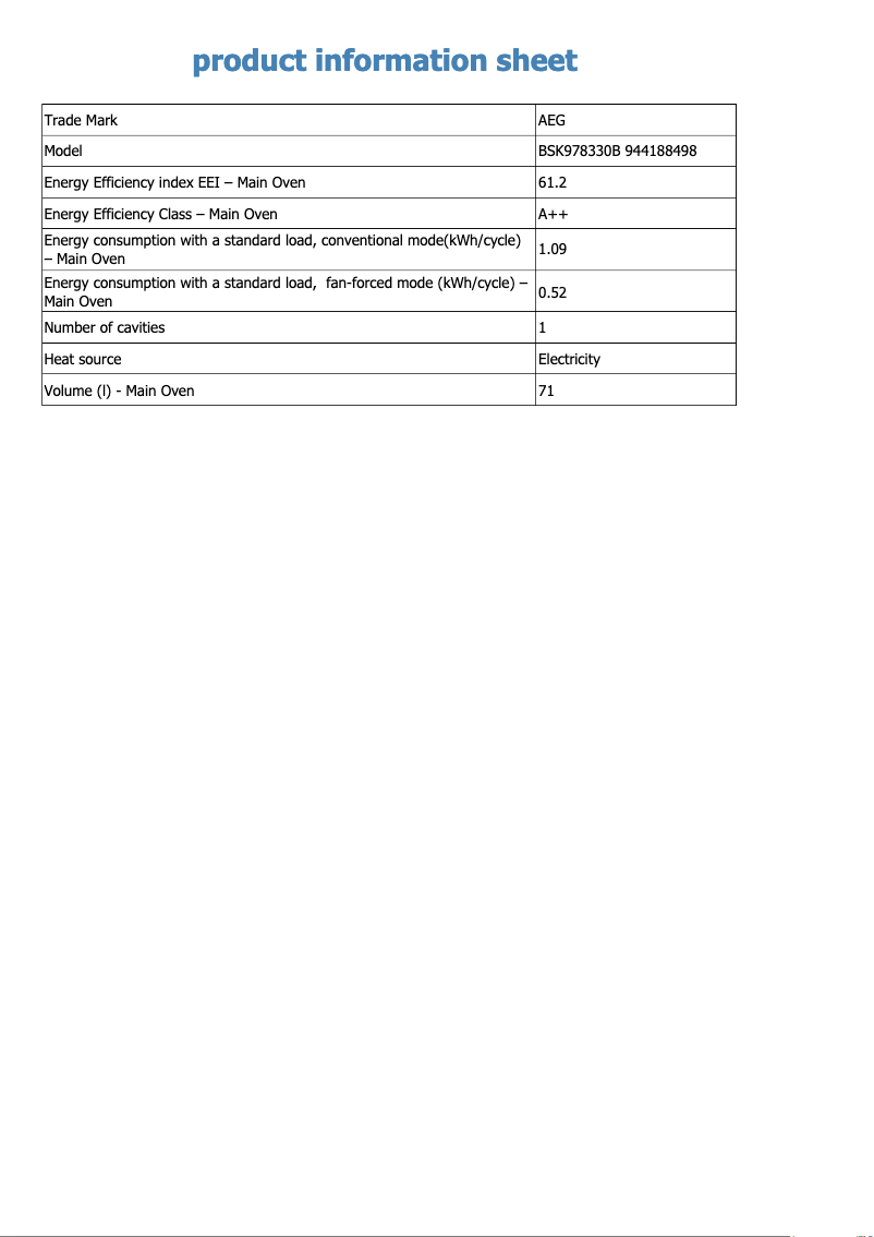 Page 1 de la notice Fiche technique AEG BSK978330B