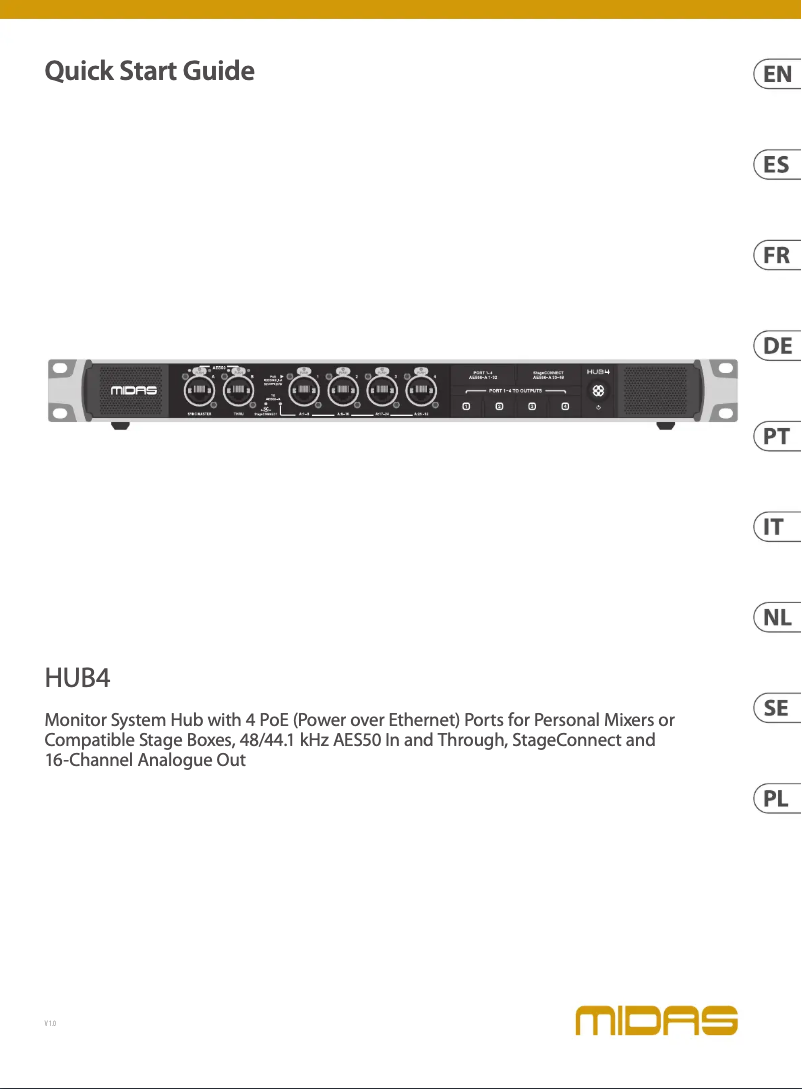 Página 1 del manual Guía de inicio rápido Midas HUB4
