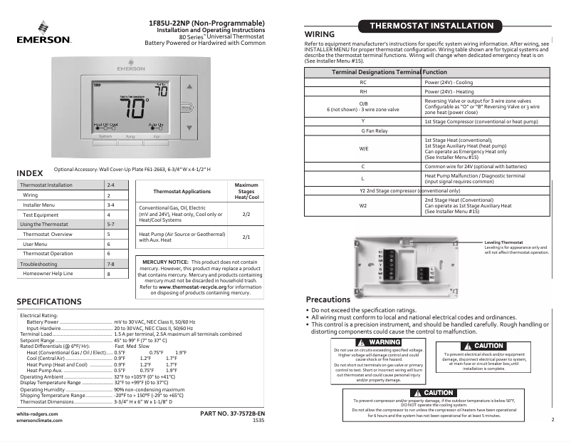 Image de la première page du manuel de l'appareil 1F85U-22NP