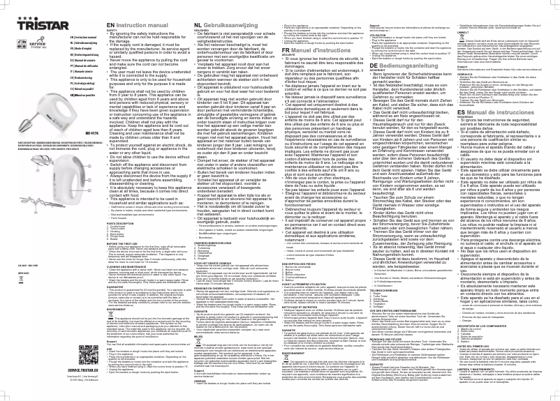 Page 1 de la notice Manuel utilisateur TriStar MX-4176