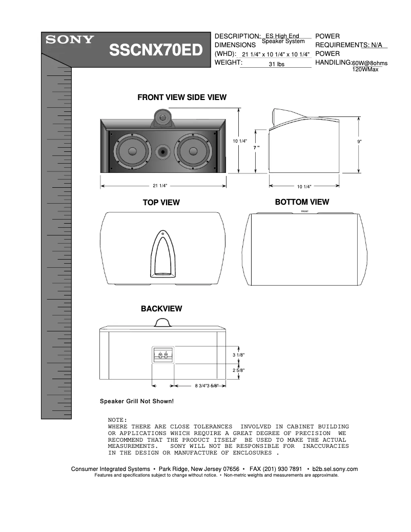 Page 1 de la notice Guide d'installation Sony SS-CNX70ED