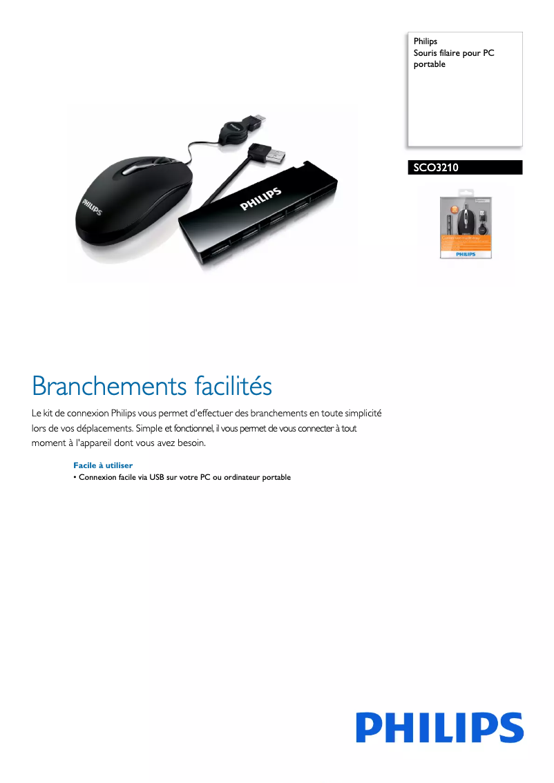 Page 1 de la notice Fiche technique Philips SCO3210