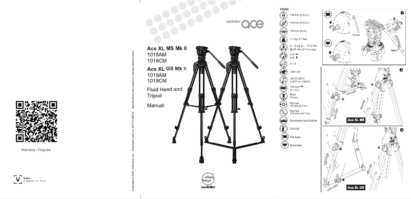 Página 1 del manual Manual de usuario Sachtler Ace XL AL MS Mk II