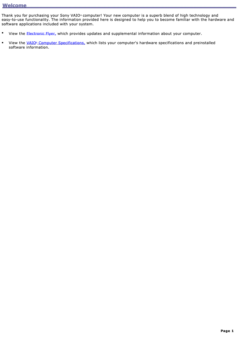 Página 1 del manual Manual de usuario Sony Vaio PCV-RS210