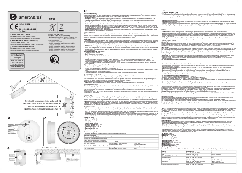 Page 1 de la notice Manuel utilisateur Smartwares FSM-12102