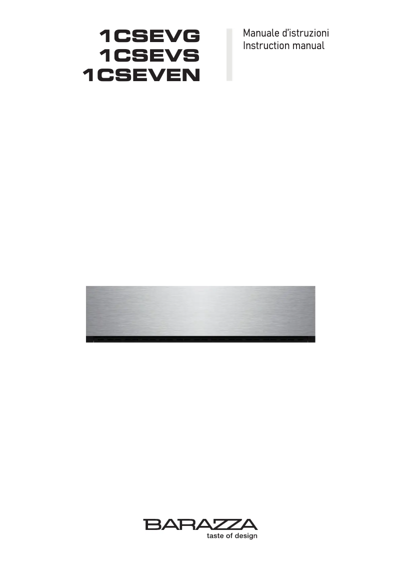 Page n°1 - Manuel utilisateur Barazza 1CSEVS