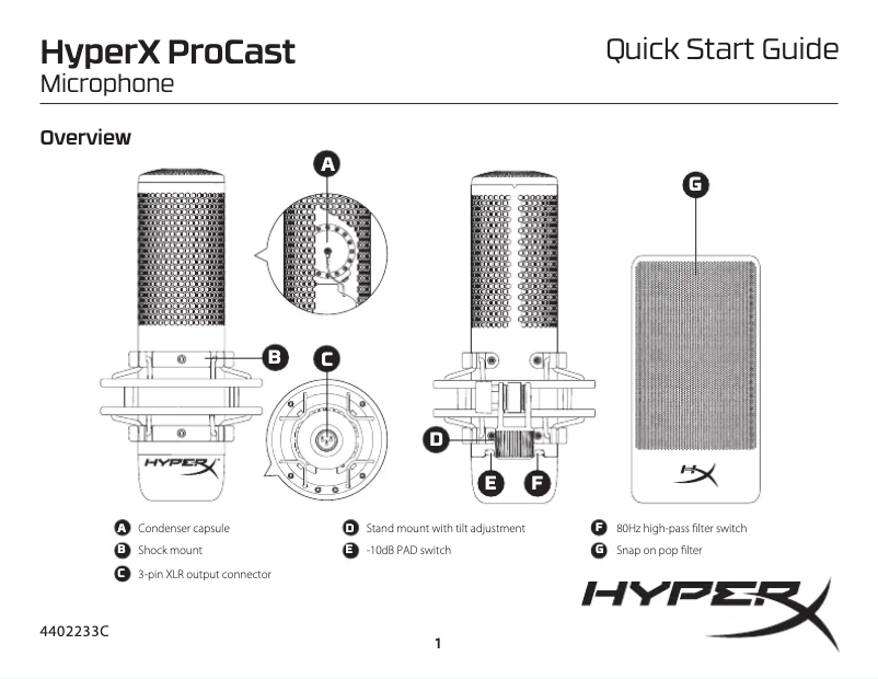 Page 1 de la notice Guide de démarrage rapide HyperX ProCast