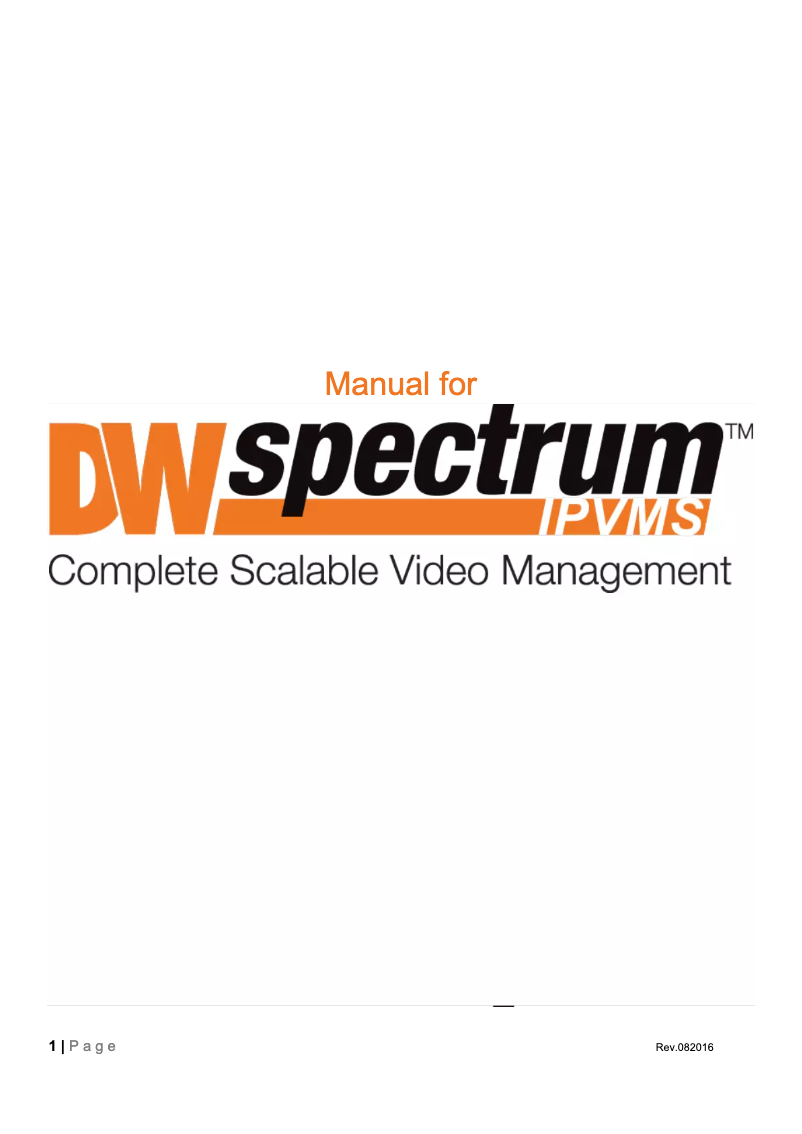 Image de la première page du manuel de l'appareil Spectrum IPVMS DW-SPECTRUMLSC010