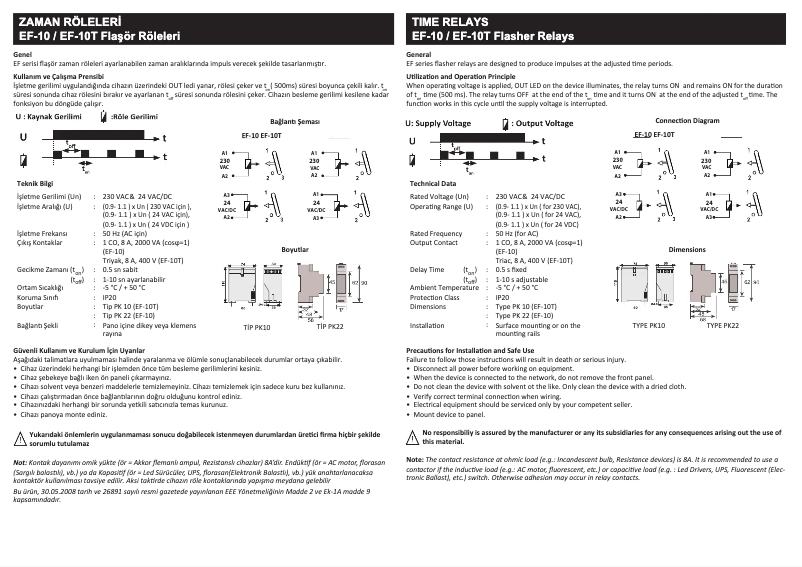Page 1 de la notice Manuel utilisateur ENTES EF-10