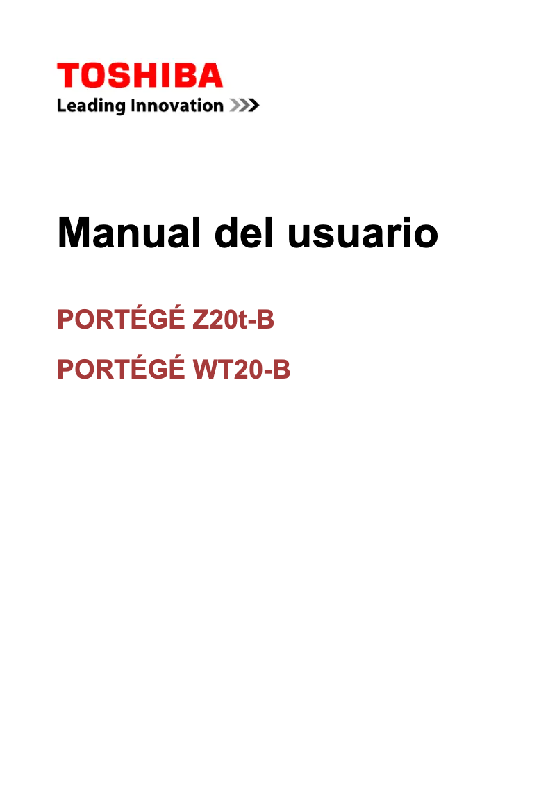 Image de la première page du manuel de l'appareil Portégé Z20t-B