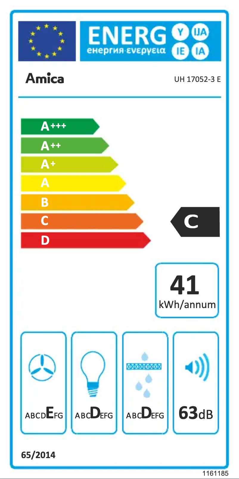Page n°1 - Label énergétique Amica UH 17052-3 E