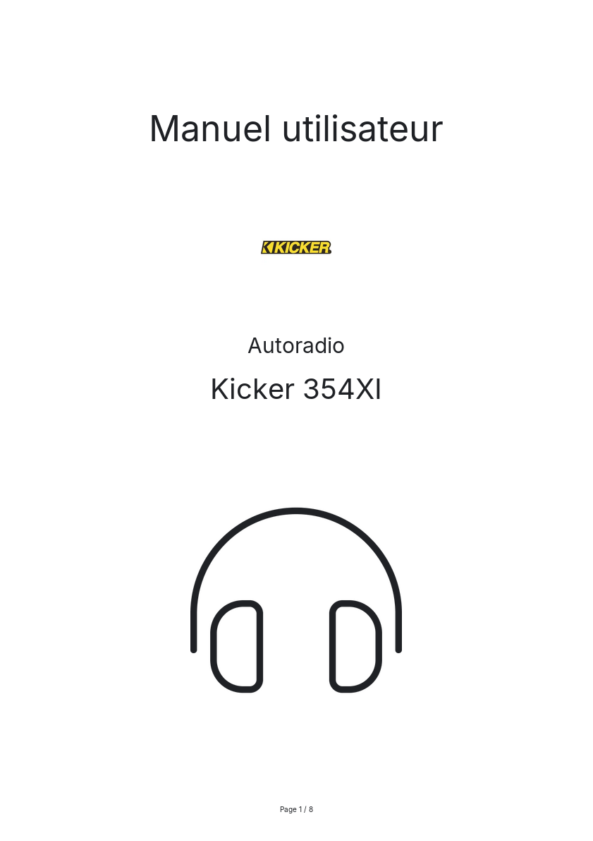 Page n°1 - Manuel utilisateur Kicker 354XI