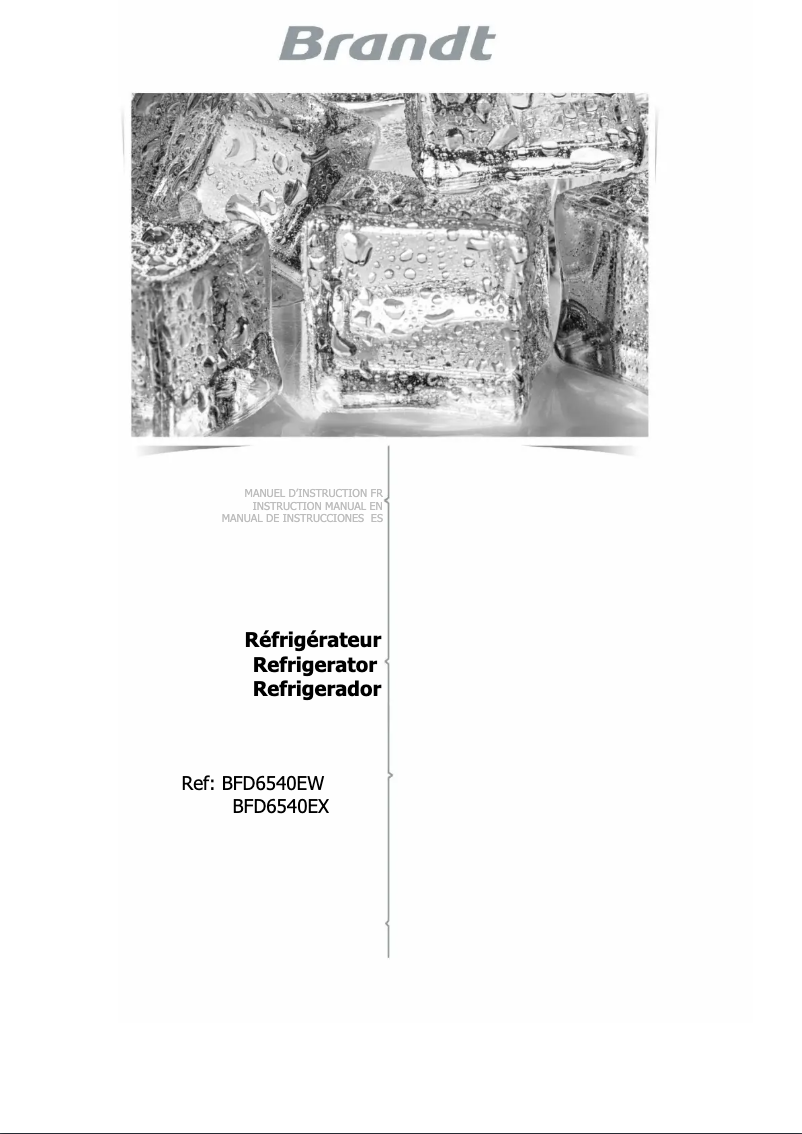 Página 1 del manual Manual de usuario Brandt BFD6540EW