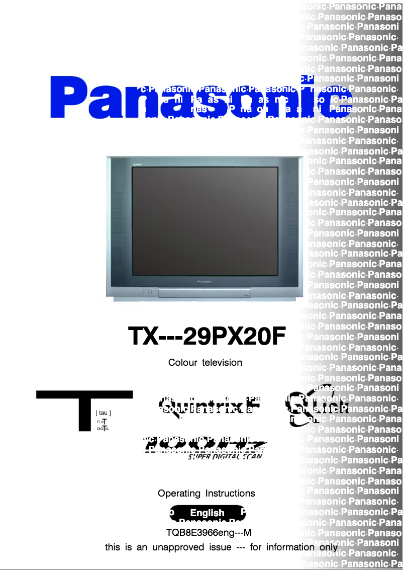 Page 1 de la notice Manuel utilisateur Panasonic TX-29PX20F