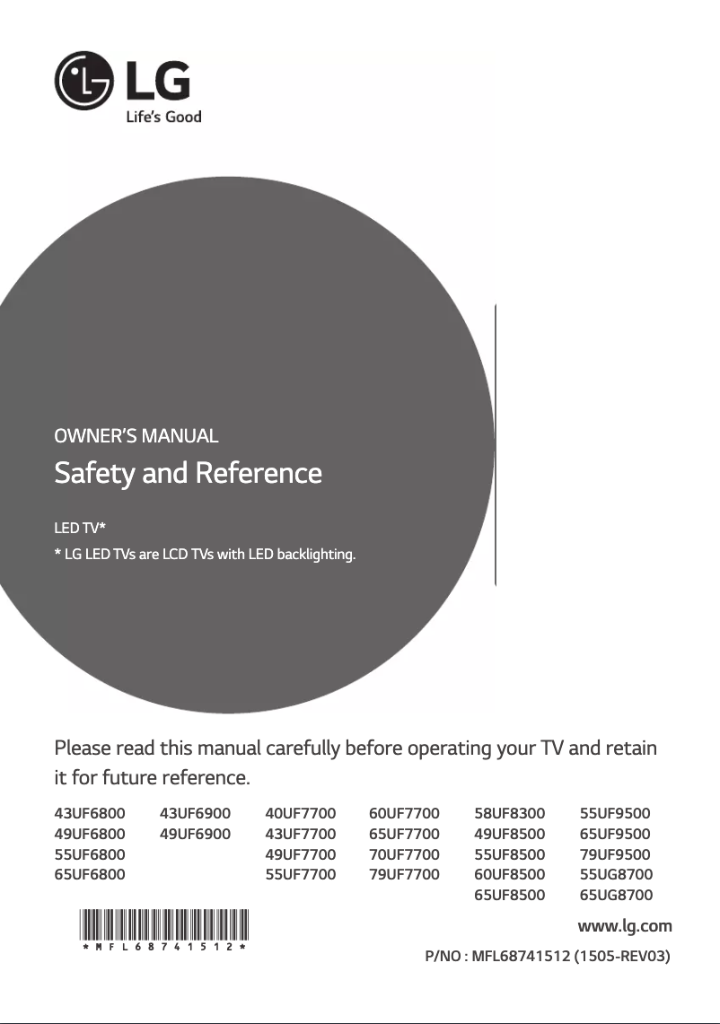 Page 1 of the manual User Manual LG 43UF7700
