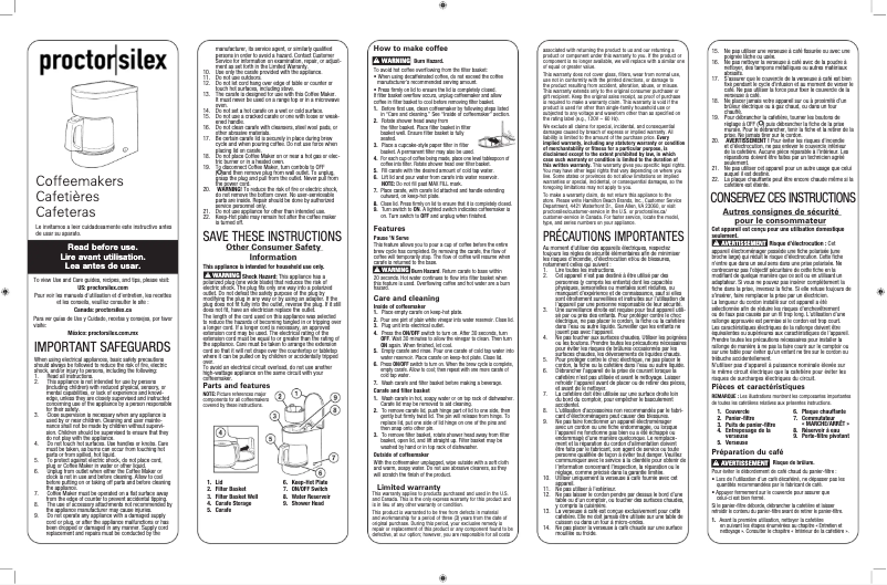 Page 1 de la notice Manuel utilisateur Proctor Silex 48351PS
