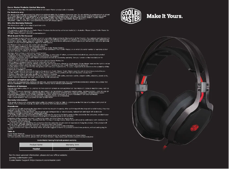 Page 1 de la notice Manuel utilisateur Cooler Master MasterPulse Pro