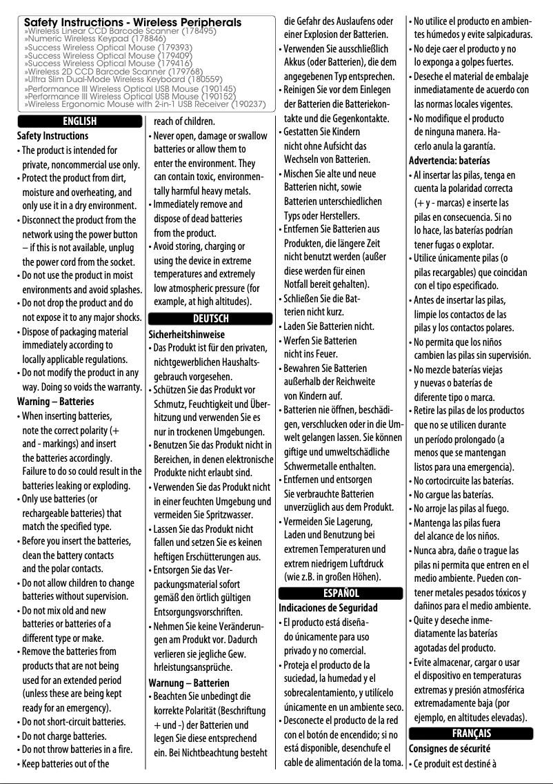 Página 1 del manual Instrucciones de seguridad Manhattan 180559